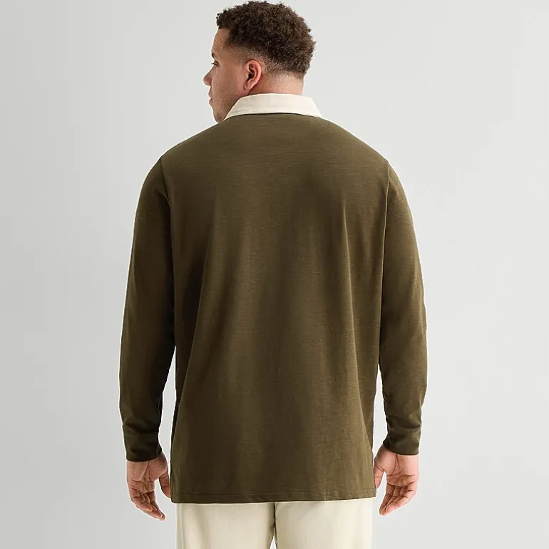 mutual weave Big and Tall Mens Regular Fit Long Sleeve Polo Shirt