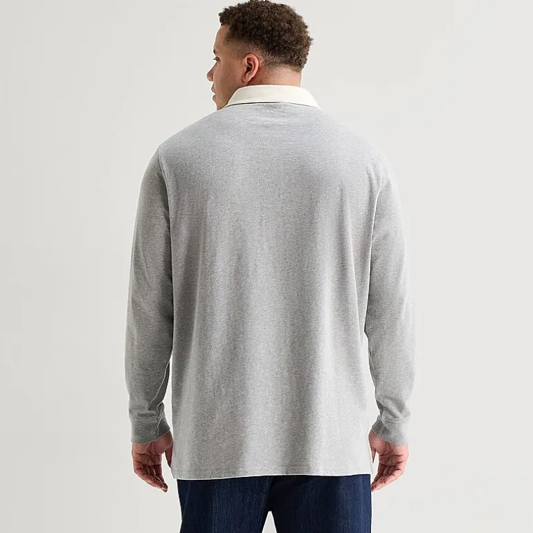 mutual weave Big and Tall Mens Regular Fit Long Sleeve Polo Shirt