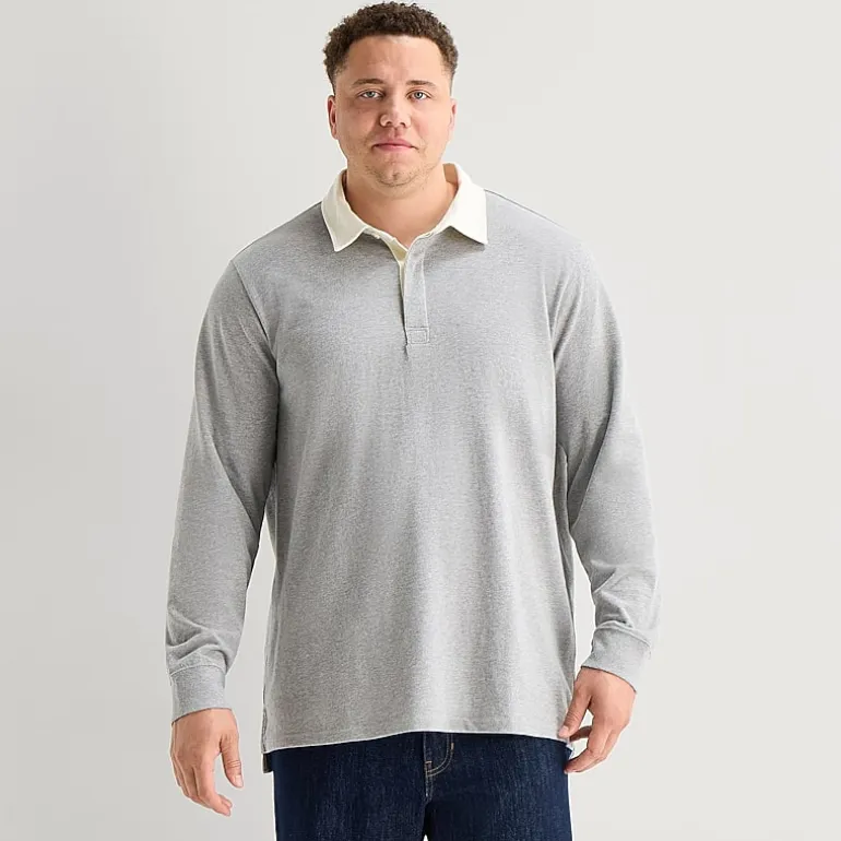 mutual weave Big and Tall Mens Regular Fit Long Sleeve Polo Shirt