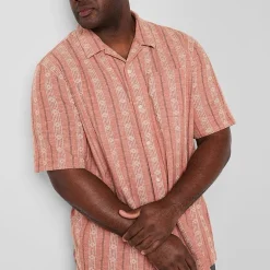 mutual weave Camp Mens Easy-on + Easy-off Short Sleeve Classic Fit Big and Tall Button-Down Shirt