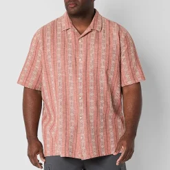 mutual weave Camp Mens Easy-on + Easy-off Short Sleeve Classic Fit Big and Tall Button-Down Shirt