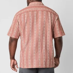 mutual weave Camp Mens Easy-on + Easy-off Short Sleeve Classic Fit Big and Tall Button-Down Shirt