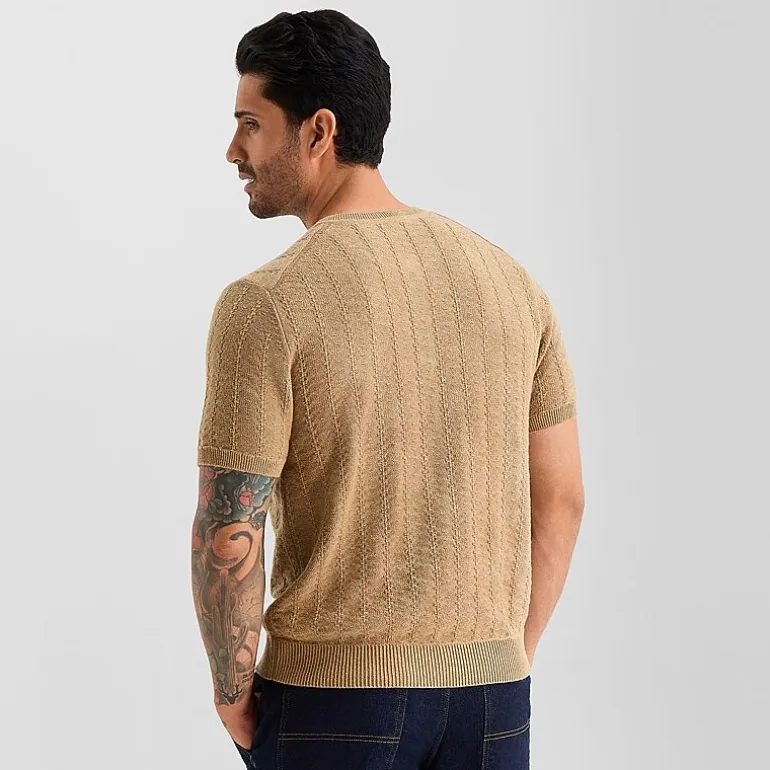 mutual weave Henley Mens Crew Neck Short Sleeve Pullover Sweater