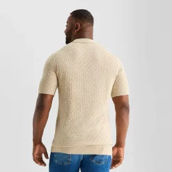 mutual weave Interwoven Big and Tall Mens Short Sleeve Button Polo Sweater