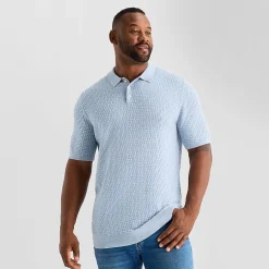 mutual weave Interwoven Big and Tall Mens Short Sleeve Button Polo Sweater