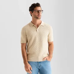 mutual weave Interwoven Mens Short Sleeve Button Polo Sweater