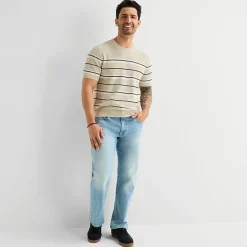 mutual weave Mens Crew Neck Short Sleeve Pullover Sweater