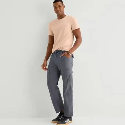 mutual weave Mens Drawstring Waist Regular Fit Cargo Pant