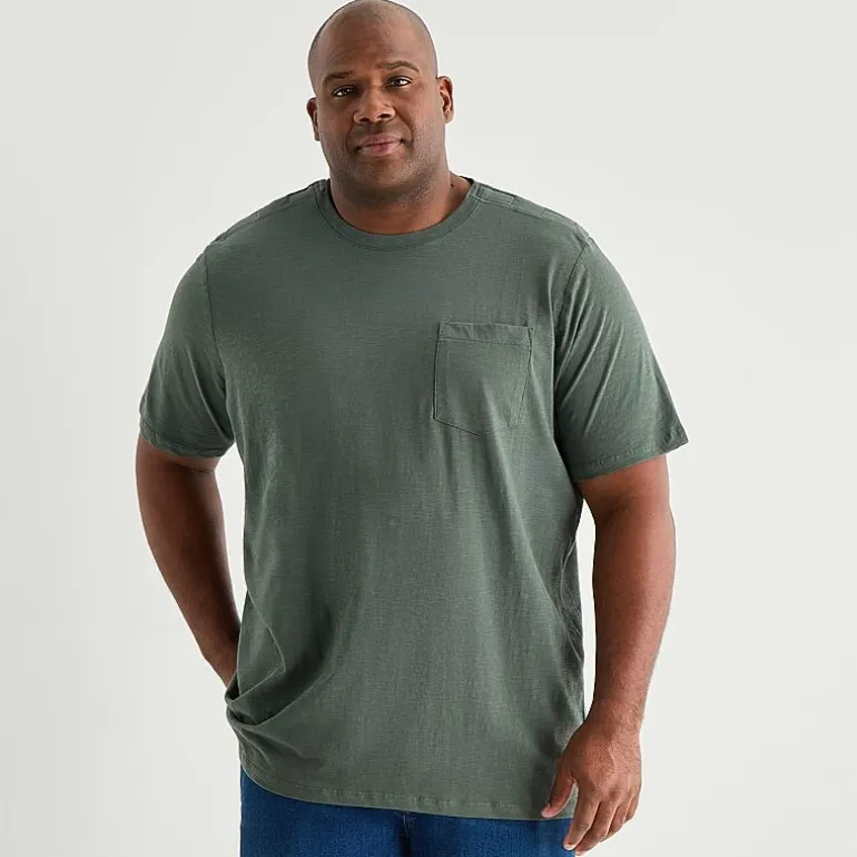 mutual weave Mens Easy-on + Easy-off Crew Neck Short Sleeve Adaptive Big and Tall T-Shirt