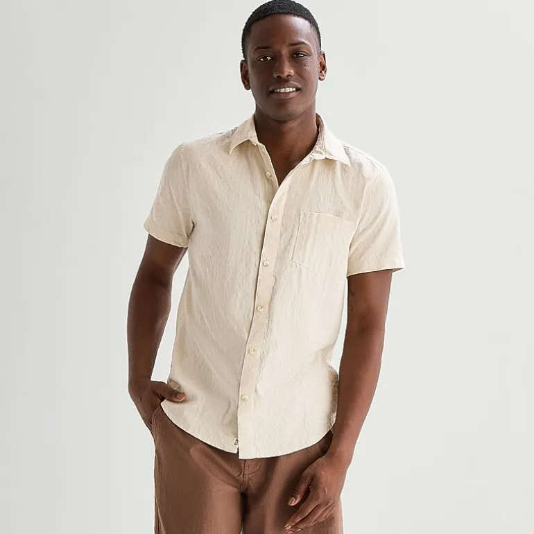 mutual weave Mens Easy-on + Easy-off Short Sleeve Classic Fit Button-Down Shirt