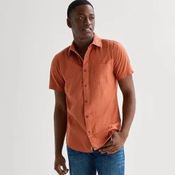 mutual weave Mens Easy-on + Easy-off Short Sleeve Classic Fit Button-Down Shirt