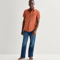 mutual weave Mens Easy-on + Easy-off Short Sleeve Classic Fit Button-Down Shirt
