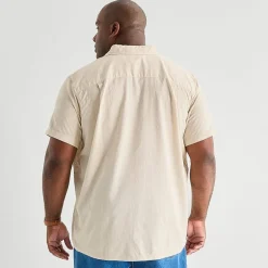 mutual weave Mens Easy-on + Easy-off Short Sleeve Regular Fit Button-Down Shirt