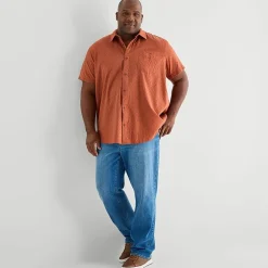 mutual weave Mens Easy-on + Easy-off Short Sleeve Regular Fit Button-Down Shirt