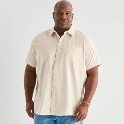 mutual weave Mens Easy-on + Easy-off Short Sleeve Regular Fit Button-Down Shirt