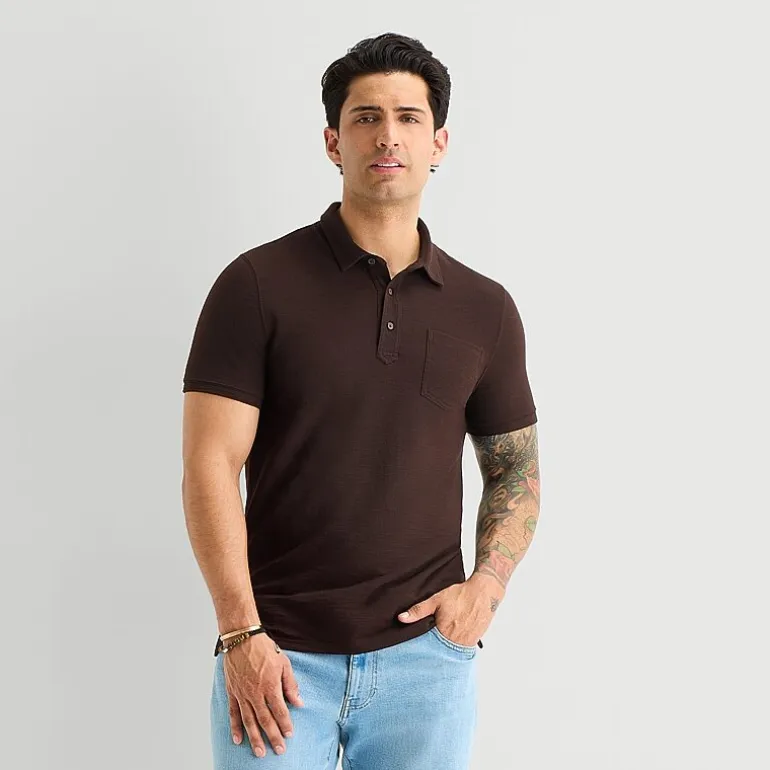 mutual weave Mens Regular Fit Short Sleeve Polo Shirt