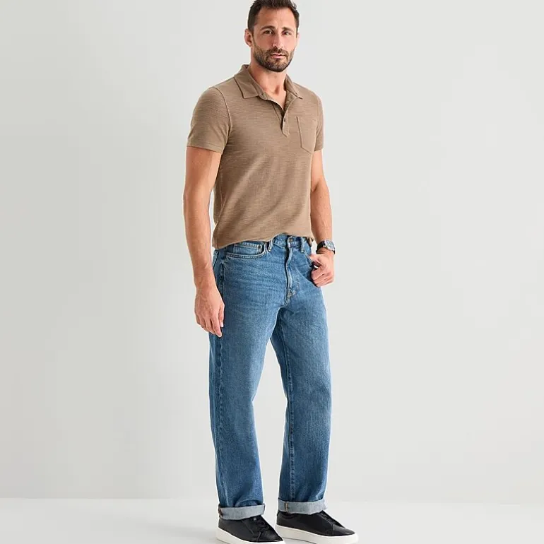 mutual weave Mens Regular Fit Short Sleeve Polo Shirt