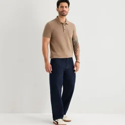 mutual weave Mens Regular Fit Easy-on + Easy-off Adaptive Short Sleeve Polo Shirt