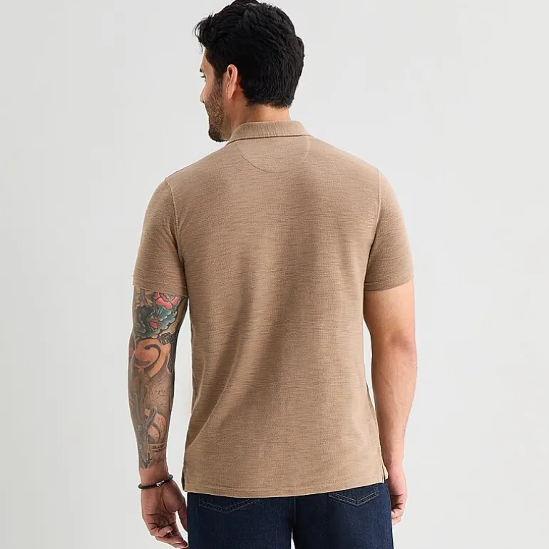 mutual weave Mens Regular Fit Easy-on + Easy-off Adaptive Short Sleeve Polo Shirt