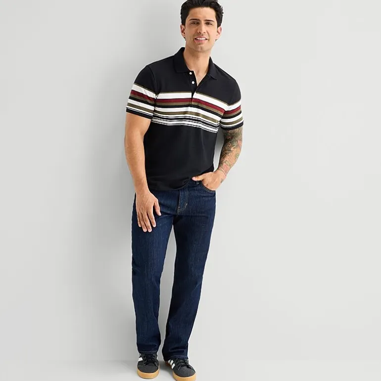 mutual weave Mens Relaxed Fit Short Sleeve Polo Shirt
