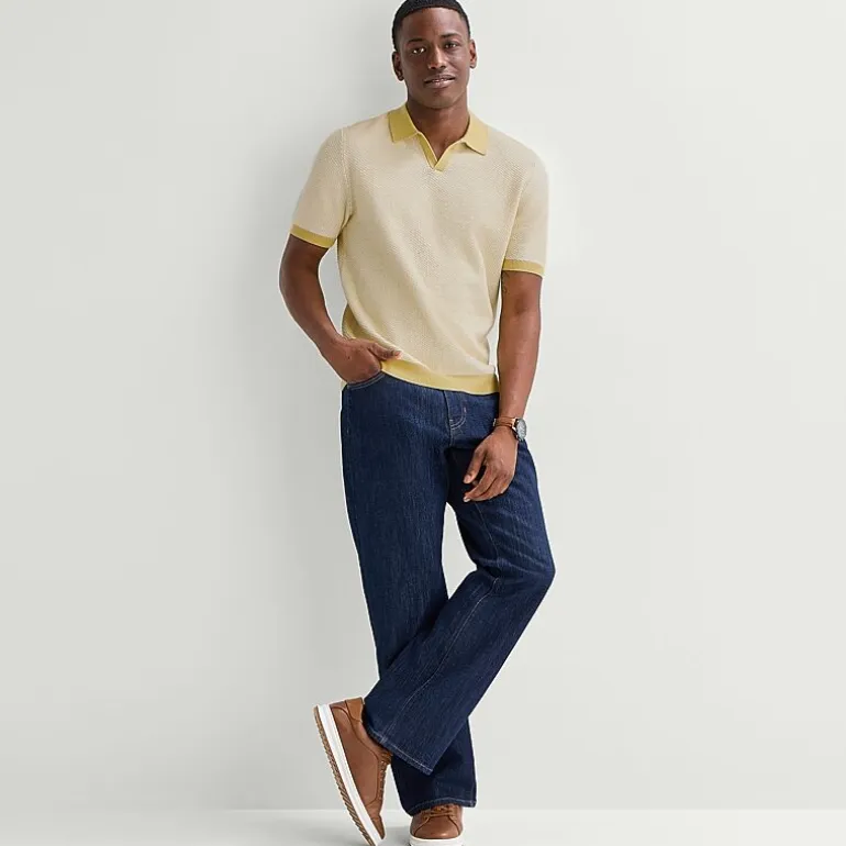 mutual weave Mens Short Sleeve Polo Sweater