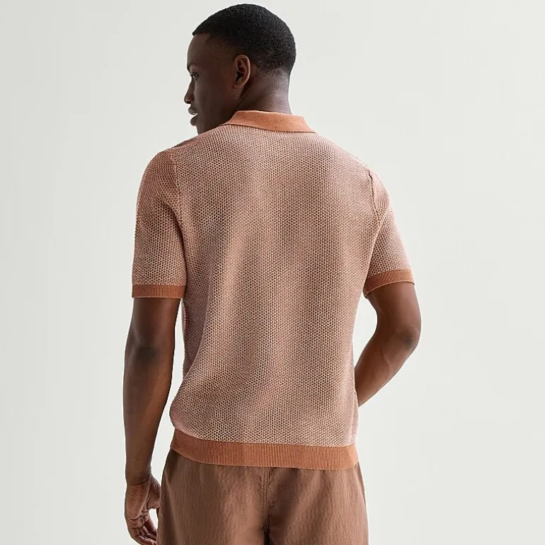 mutual weave Mens Short Sleeve Polo Sweater