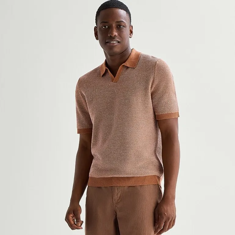 mutual weave Mens Short Sleeve Polo Sweater