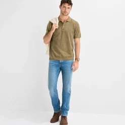 mutual weave Mens Short Sleeve Button Polo Sweater
