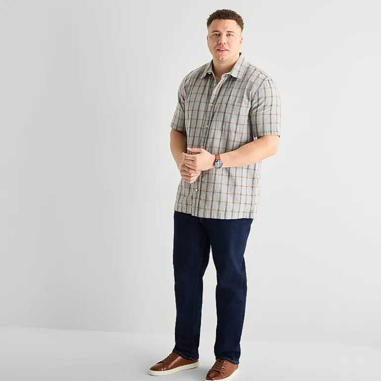 mutual weave Mens Short Sleeve Classic Fit Big and Tall Button-Down Shirt