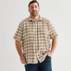 mutual weave Mens Short Sleeve Classic Fit Big and Tall Button-Down Shirt