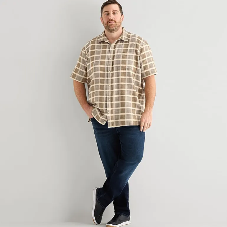 mutual weave Mens Short Sleeve Classic Fit Big and Tall Button-Down Shirt