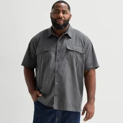 mutual weave Mens Short Sleeve Relaxed Fit Big and Tall Button-Down Shirt