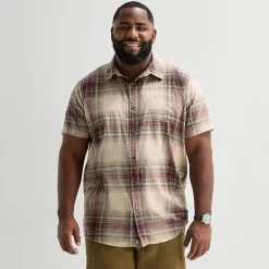 mutual weave Mens Short Sleeve Regular Fit Big and Tall Button-Down Shirt