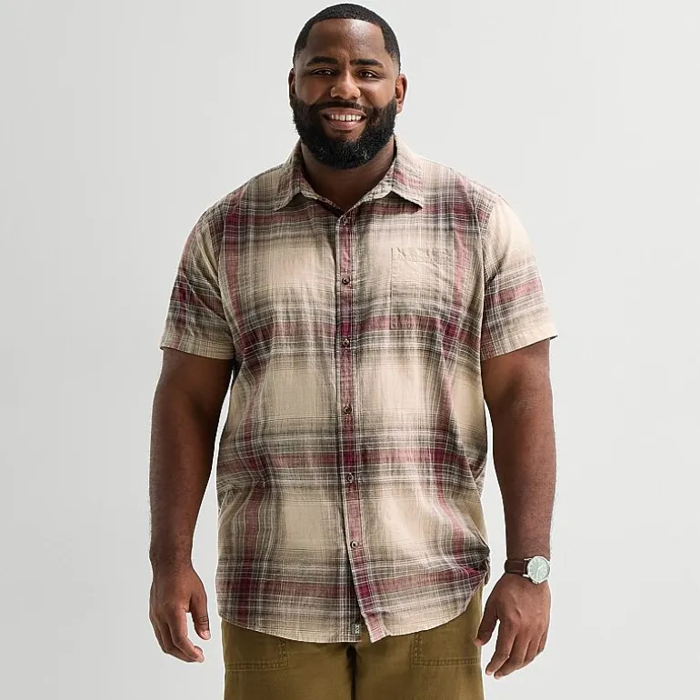 mutual weave Mens Short Sleeve Regular Fit Big and Tall Button-Down Shirt