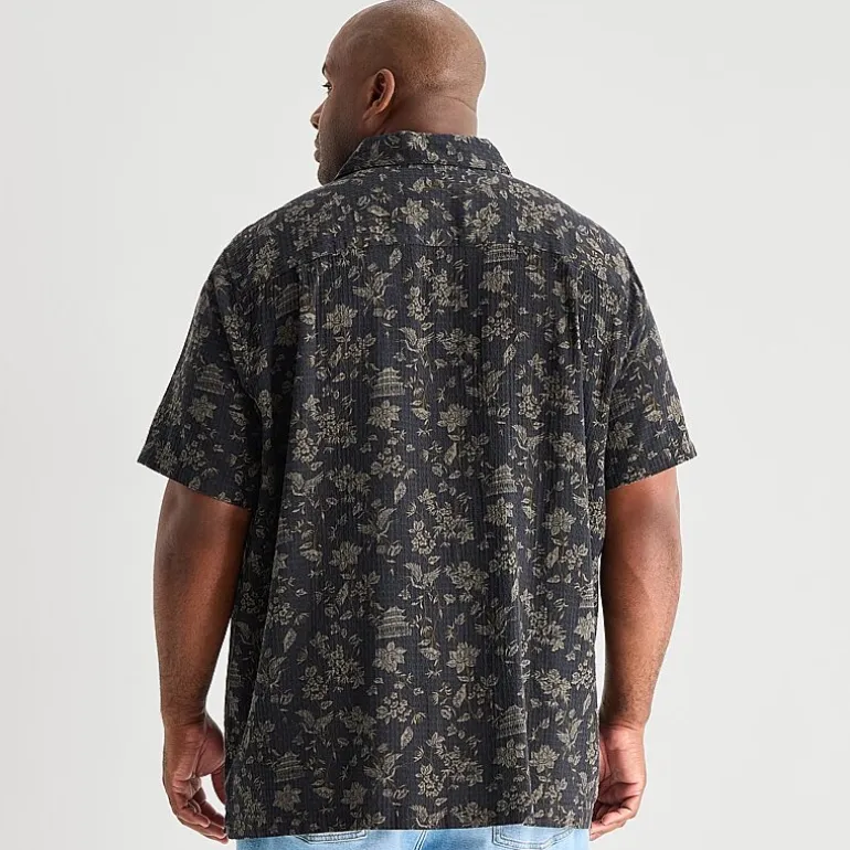 mutual weave Mens Short Sleeve Big and Tall Camp Shirt