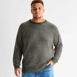 mutual weave Textured Big and Tall Mens Crew Neck Long Sleeve Pullover Sweater