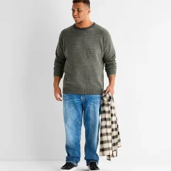 mutual weave Textured Big and Tall Mens Crew Neck Long Sleeve Pullover Sweater