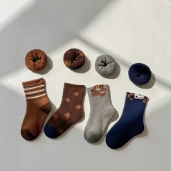 MyKids-USA Autumn and Winter Arrival Baby Unisex Breathable Striped/Dots Pattern Socks 1 Lot=4-Pair Set