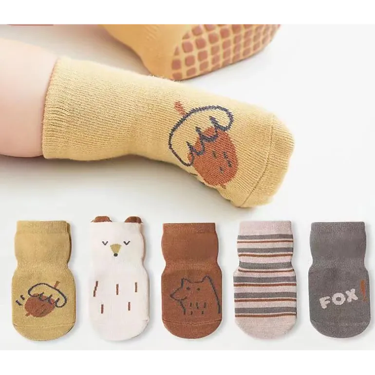 MyKids-USA Baby Cartoon Graphic Non-Slip Cotton Blend Socks, Small