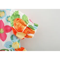 MyKids-USA Baby Floral Pattern Short Sleeve Crewneck Dress with Purse