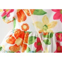MyKids-USA Baby Floral Pattern Short Sleeve Crewneck Dress with Purse