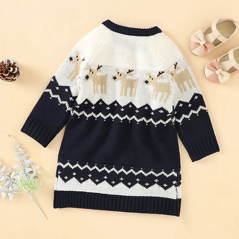 MyKids-USA Baby Girl Red Embroidered Long Sleeve Christmas Dress