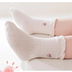 MyKids-USA Baby Girls Frilled-Edge Breathable Mid-Calf Socks 2 Pairs