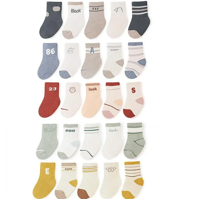MyKids-USA Baby Unisex Breathable Preppy Socks 5-Pair Set X-Large