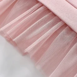 MyKids-USA Pink Tulle Dress for Girls with Dancing Mouse Print, Short Sleeves, Cotton Lining