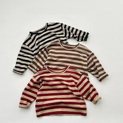 MyKids-USA Spring Baby Vintage Striped Crew Neck Long Sleeve Shirt