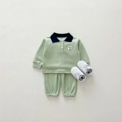 MyKids-USA Two-Piece Set - Printed Polo Top and Matching Pants for Babies and Toddlers