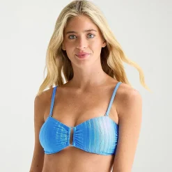 Mynah Womens Adjustable Straps Bandeau Bikini Swimsuit Top