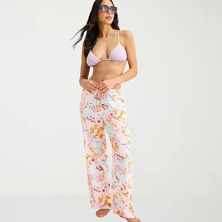 Mynah Womens Floral Pants Swimsuit Cover-Up