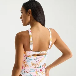 Mynah Womens Lined Floral Tankini Swimsuit Top